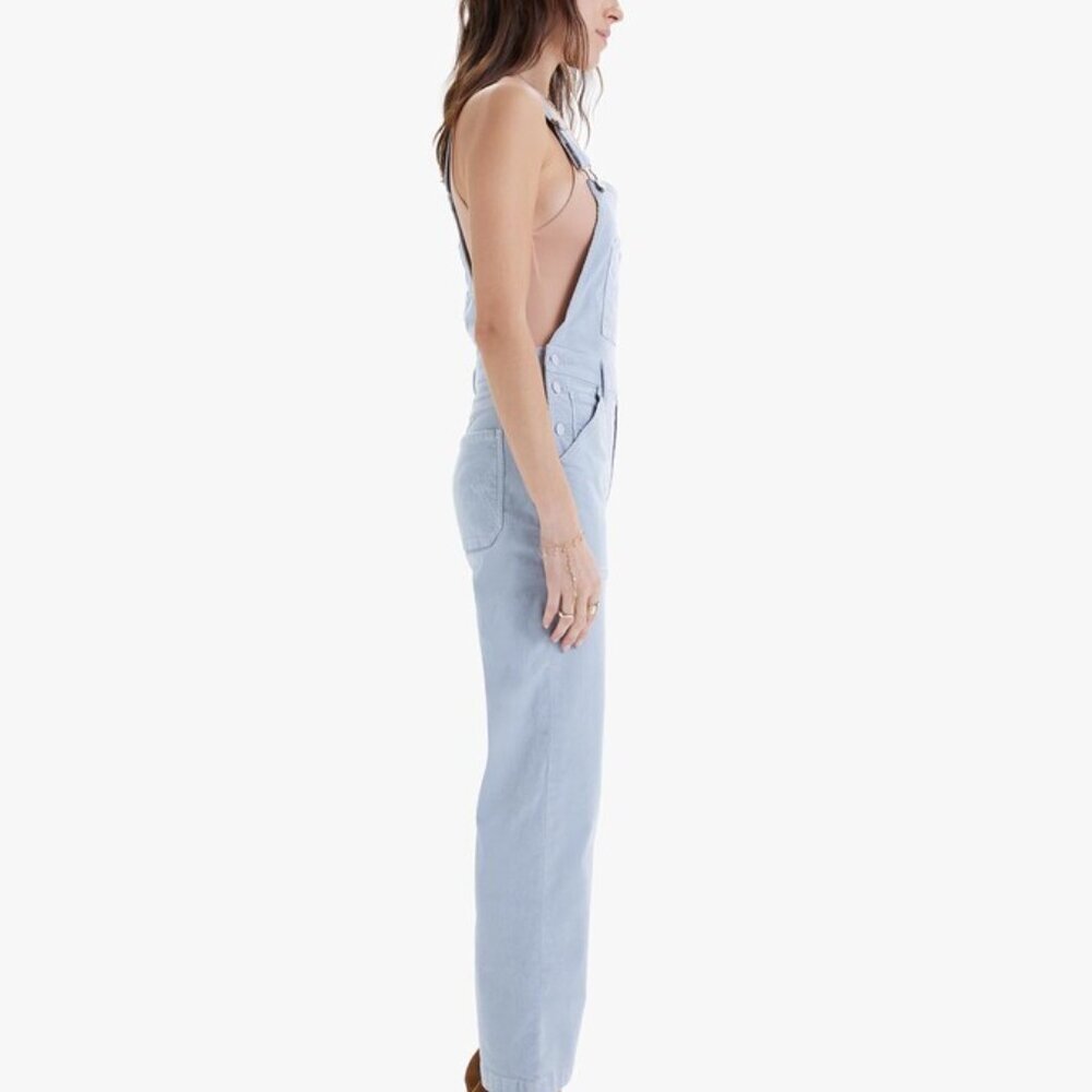 MOTHER Patch Rambler Stone Blue Corduroy Overalls - Picture 2 of 14